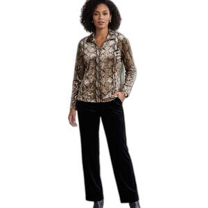 Velvet Snakeskin Print Jacket and Pants Set